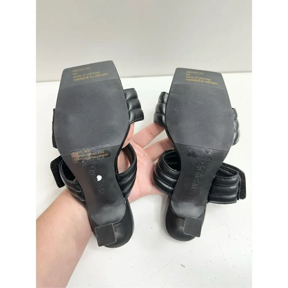 Abound Sandals Size 6 Black Qarly Open‎ Square Toe Slip On Heels